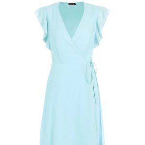 Boohoo ruffle wrap skater dress